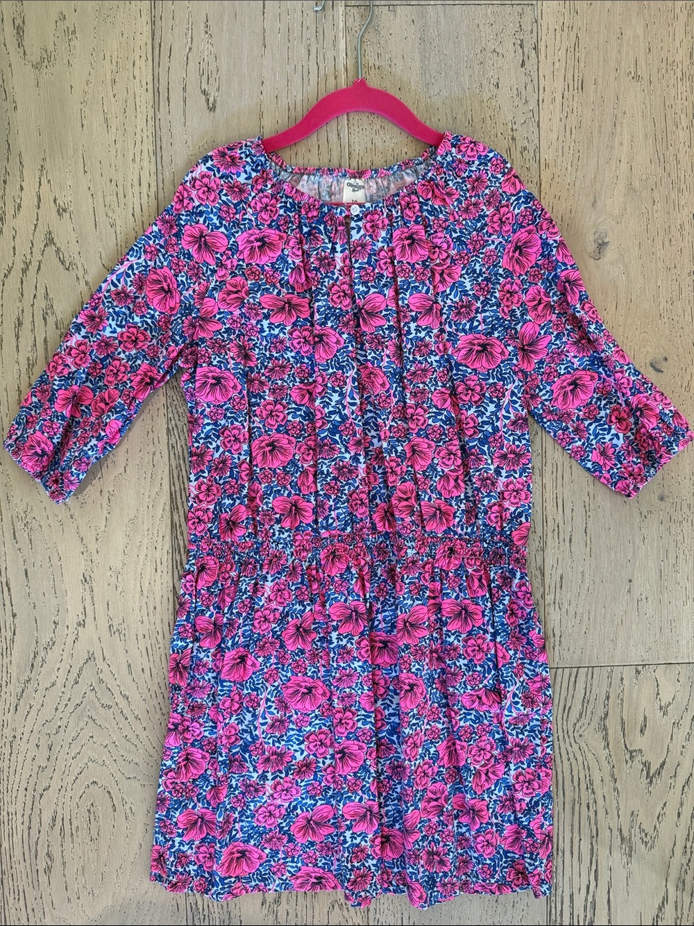 OshKosh B'gosh Hot Pink and Blue Floral Pull-On Dress